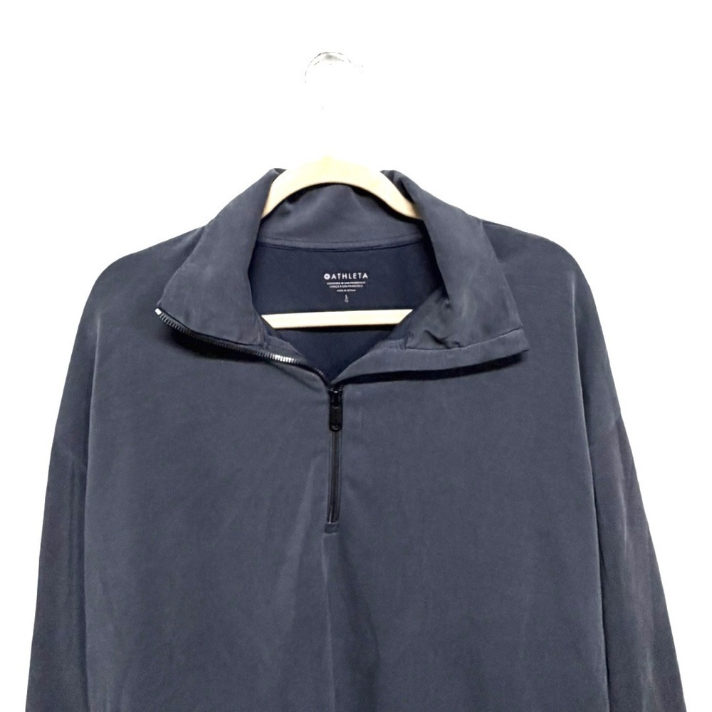 Athleta Seasoft Quarter Zip Sweatshirt Slate Blue Gray Pullover Soft Modal Large - Picture 3 of 7